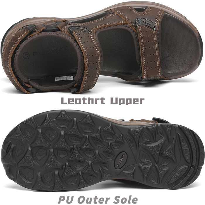 Чоловічі сандалі FLARUT для туризму та відпочинку літо, шкіра, коричневі 42 EU