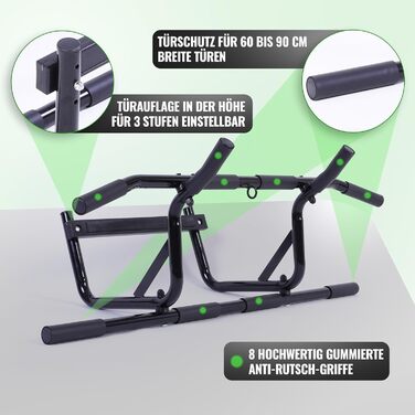 Климмер для дверного отвору без свердління, стабільний турнік для підтягувань та віджимань, з ременем для підтягувань, чорний, професійний, до 90 см