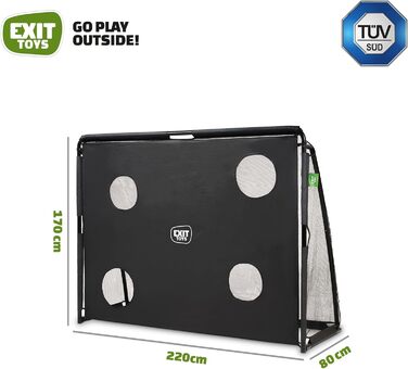 Дитячі футбольні ворота EXIT Toys Coppa 220x170 см, сталеві, з мішенню, для тренувань у саду, чорні