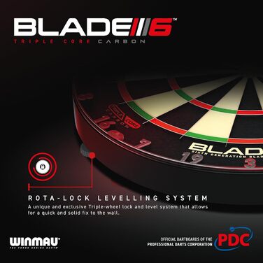 Дартборд WINMAU Blade 6 Triple Core Carbon, професійна класична мішень із сизалю