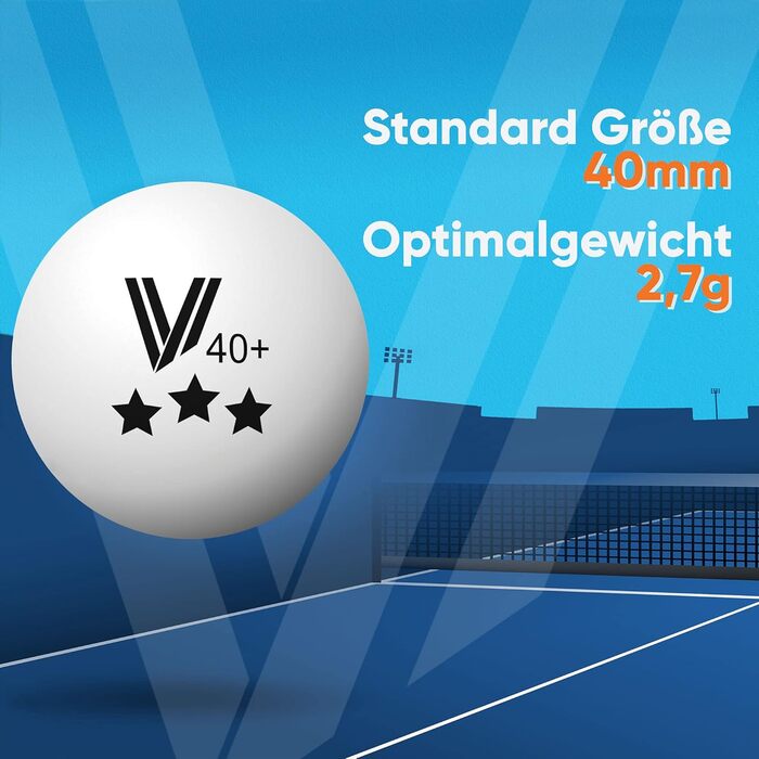 Набір тенісних м'ячів Villkin 3 зірки 40+ 24 шт. - довговічні м'ячі для пінг-понгу, ігри та змагань