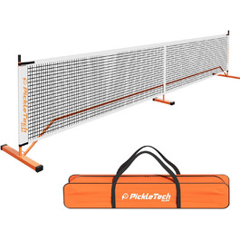 PICKLETECH М'яка сітка для піклболу Slim 4.0-6,7 м - Турнірна сітка - З переносною сумкою - Професійне обладнання для піклболу - Комплект для ігрового поля 22FT-4.0 Slim-Orange