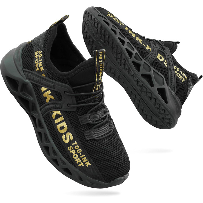 Дитячі кросівки для тренувань: легкі, дихаючі, спортивні (33 EU, чорний)