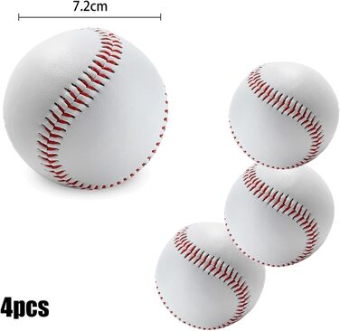 М'яч бейсбольний ручної роботи, 9 дюймів, PU шкіра, для тренувань, дорослих та підлітків, професійний (4 шт)