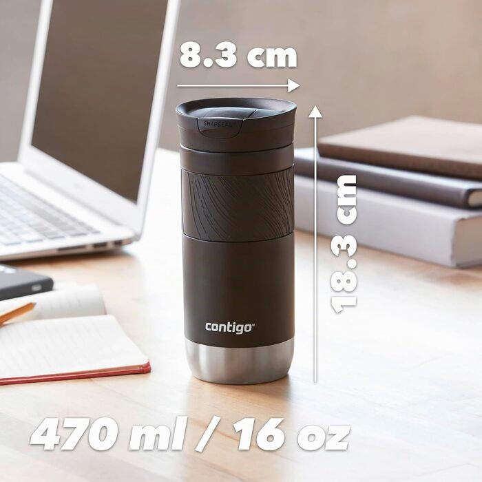 Термокружка Contigo Byron Snapseal 470 мл, нержавіюча сталь, Licorice - герметична, для кави, без BPA