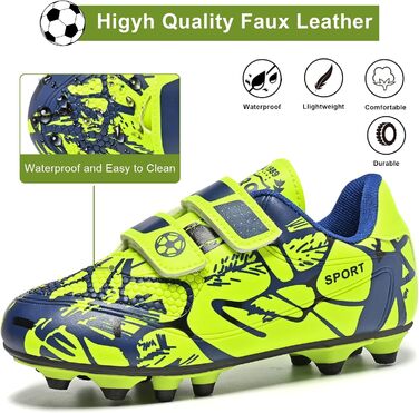 Дитячі футбольні бутси Unisex, дихаючі, для хлопчиків та дівчаток, легкі, з антиковзаючою підошвою, розміри 28-37 (34 EU), блакитний/зелений