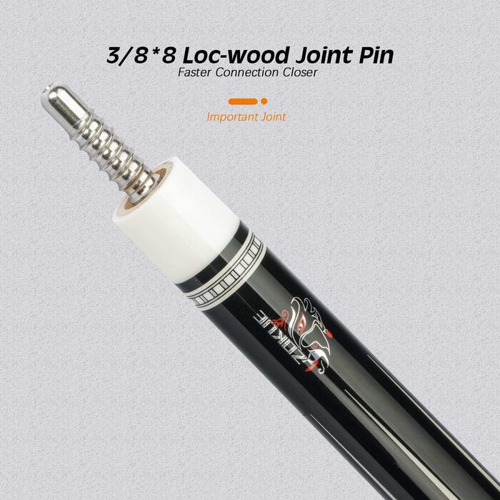 Більярдний кий Konllen з низькою відволікаючою лінією, з подовженням та кейсом (10,5 мм, 11,5 мм, 12,5 мм наконечники Tigerspitze, XTC-чохол, 3/8 x 8 радіальний штифт, довжина 147 см) Dragon-1, EU 12.5mm