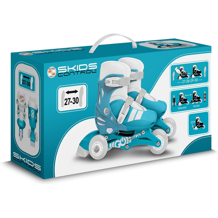 Ролики TRISKATES 2-в-1, регульовані, для дітей, SKIDS CONTROL MIXTE 2025, блакитні