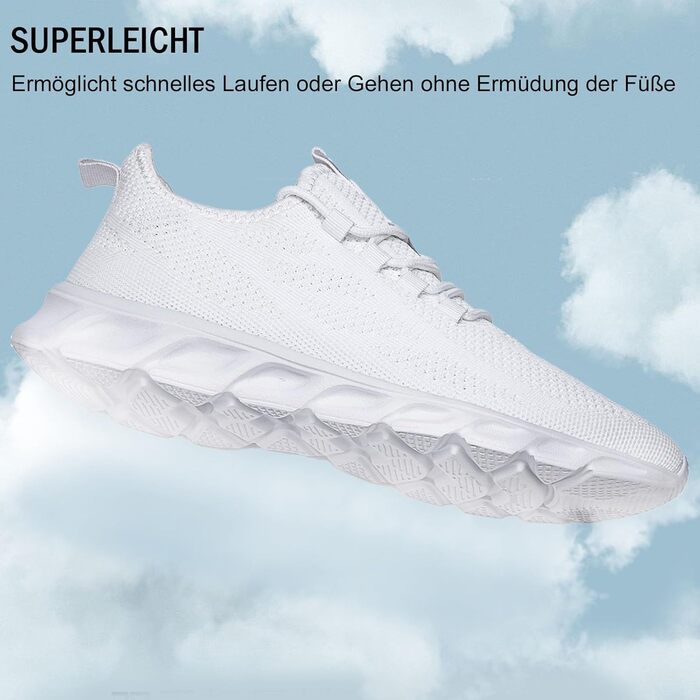Чоловічі кросівки для бігу та занять спортом. Легкі дихаючі кросівки для тренувань, фітнесу та повсякденного носіння (43 EU, Білий 02)