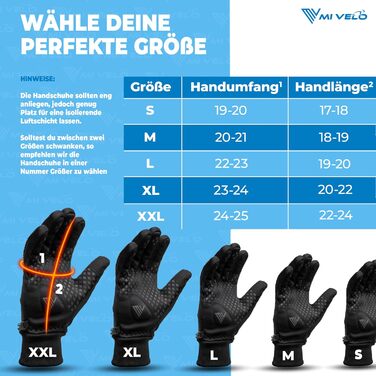Велосипедні рукавички MIVELO для чоловіків та жінок - водонепроникні з Ergo-Pad, сумісні з сенсорними екранами, зимові та перехідні рукавички, чорний колір, розмір L, для осені/весни