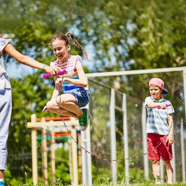 Kingcolor Довга скакалка Double Dutch 4,8 м, м’які намистини, регульована, для дітей і дорослих, на 5-6 осіб, 1 або 2 шт.