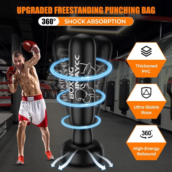 Стенд-мішок для боксу дорослий/підлітковий, 180 см, PVC, для боксу, кікбоксингу, муай-тай, MMA, боксерського тренування