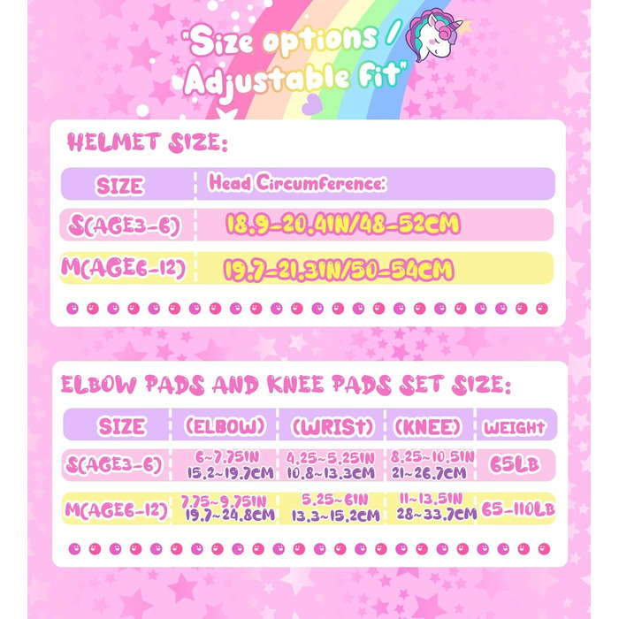 Дитячий шолом Einhorn для дівчаток з наколінниками. Захист для роликів, скейтборду, самокату та велосипеда. Розмір S (3-6 років). Рожевий колір.