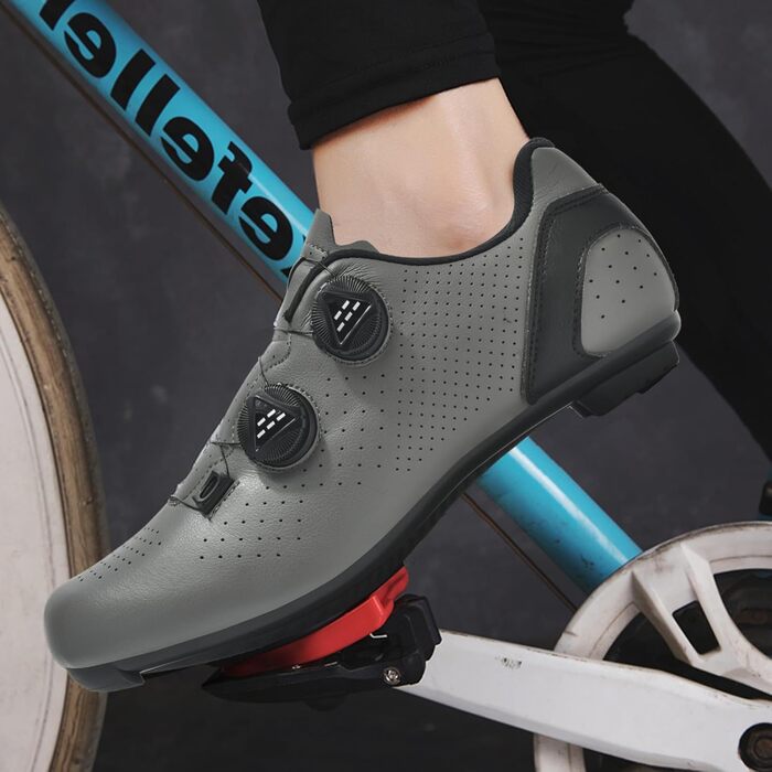 Велосипедні шкарпетки для чоловіків та жінок, шосейні велотуфлі, сумісні з SPD, SPD-SL, Look Delta/Keo | Універсальні велотуфлі для Peloton, шосе та велотренажери | Легкі та дихаючі, 40 EU, сірі