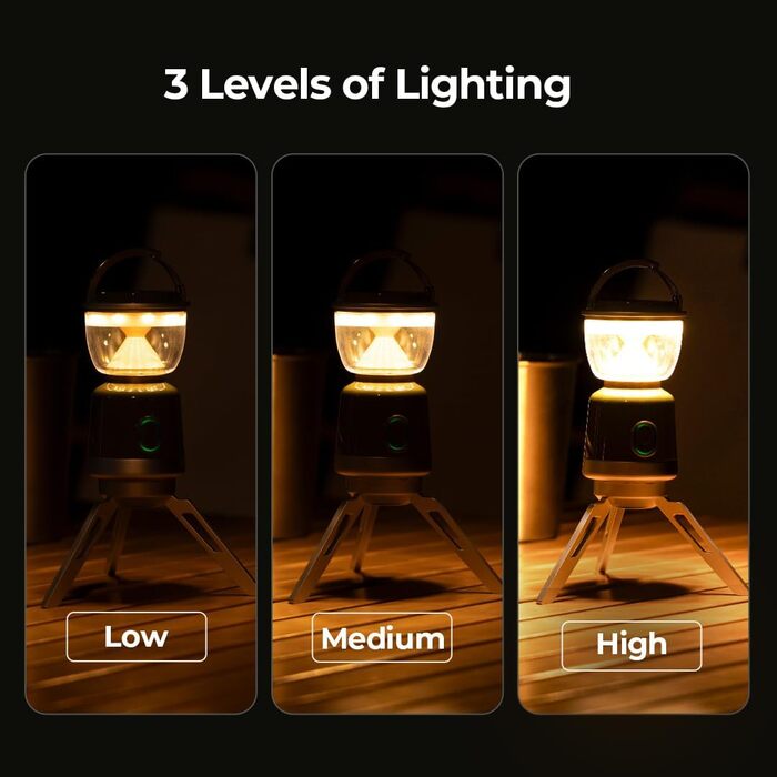 Ліхтар для кемпінгу BougeRV, акумуляторний, знімний штатив, 2700K, 400LM, IPX5, для кемпінгу, подорожей, надзвичайних ситуацій