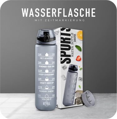 Фляга спортивна Roe Tenpo 1L, Tritan, без BPA, для спорту та відпочинку (сіра)