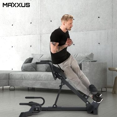 MAXXUS Тренажер для спини 7в1, складаний, сталевий, до 150 кг, гіперекстензія, для дому та пресу, чорний