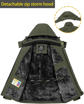 TACVASEN чоловіча тепла зимова куртка, водонепроникна функціональна куртка з капюшоном та довгими рукавами, армійного кольору