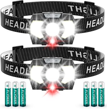 Лампа налобная LED Lsnisni 2000 люмен (2 шт/1 шт), надзвичайно яскрава, 6 режимів світла, червоне світло, батарейки в комплекті, IPX5 водонепроникність для дітей та дорослих, кемпінг, біг, риболовля, заряджається - 2 шт.