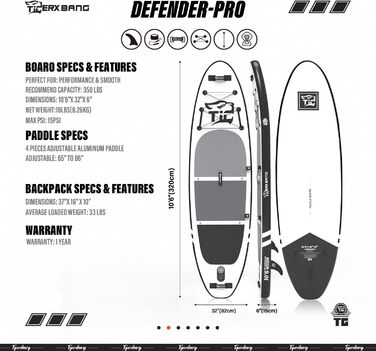 Надувний SUP-борд TIGERXBANG Defender-Pro, 320 см, чорний