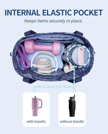 Сумка для йоги Yogatasche Damen Marineblaue Blätter, велика водонепроникна з відділенням для мокрого одягу та кріпленням для килимка