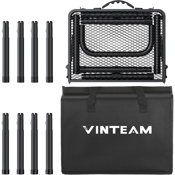 Складний стіл для пікніка Vinteam 3-рівневий, металевий, 58x40 см - портативний стіл для кемпінгу, грилю, відпочинку на природі