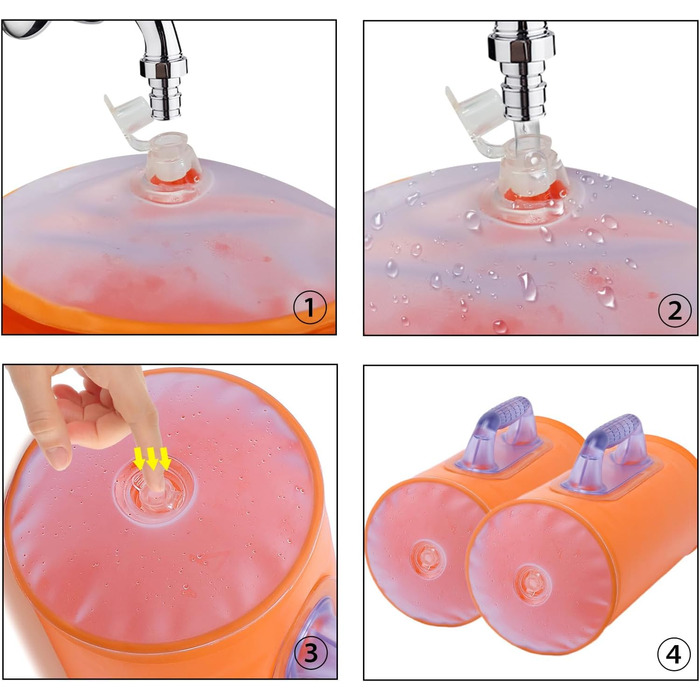 Гідравлічні гантелі Deiris, набір для заповнення водою, вага до 14 кг/пара, для силових тренувань та фітнесу, помаранчевий колір, пара 10 кг