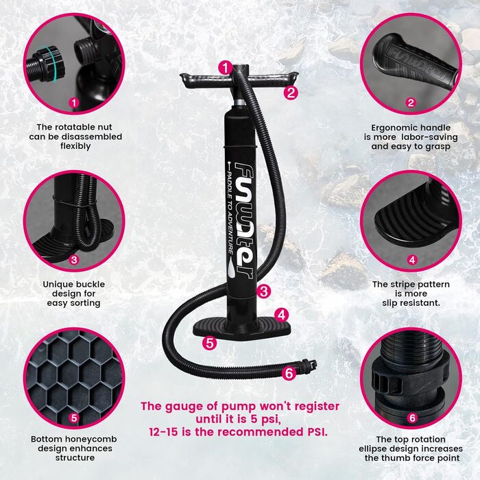 Надувний SUP-борд FunWater 10'6'-11'6' TIKI ROSA з аксесуарами: весло, насос, антиковзаюче EVA-покриття