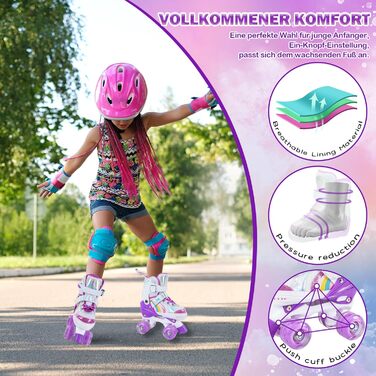 Дитячі ролики Kinder для дівчаток та хлопчиків, регульовані, з підсвічуванням, для початківців, розмір 28-36