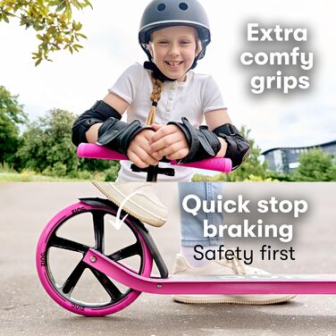 Самокат дитячий Zinc Big Wheel Pink/Black для дітей від 6 років, складаний, колеса 200мм, гальмо, до 100 кг