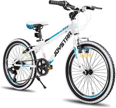 JOYSTAR Lubbock 20/24 дюйми: дитяче гірське велосипед для хлопчиків та дівчаток 7-12 років. 1/7-швидкісна передача, бічні стрічки, гірський велосипед 20 дюймів, білий колір