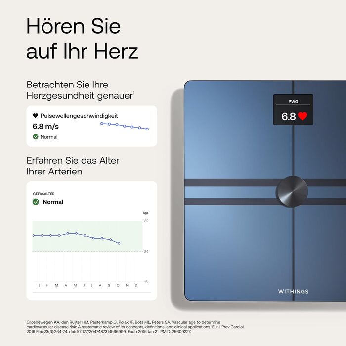Ваги з аналізом складу тіла Withings Body Comp - Wi-Fi, Bluetooth, вимірювання жиру, м'язів, кісток, вісцерального жиру, чорний