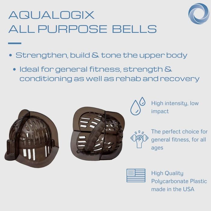 Аквагантелі Aquatic Bell Set (середній опір) для фітнесу та аквааеробіки, 1 пара, полікарбонат