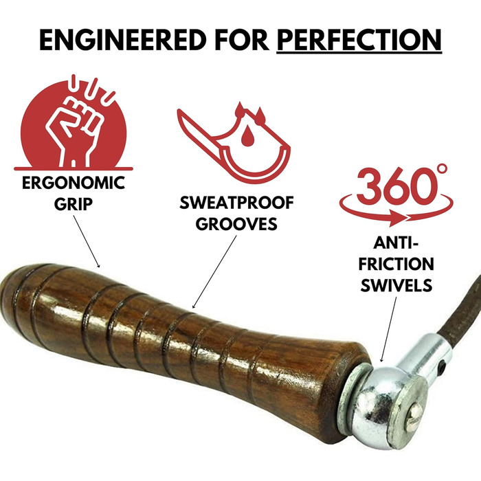 Стрибкова скакалка Senshi Japan з утяженими ручками, анти-втомні ручки, вагова скакалка для чоловіків, жінок та дітей, 600 г – ручки з палісандру