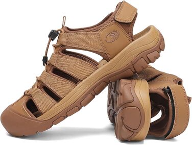 Чоловічі сандалі FLARUT літні для активного відпочинку та трекінгу, закритий носок, бежеві (46 EU)