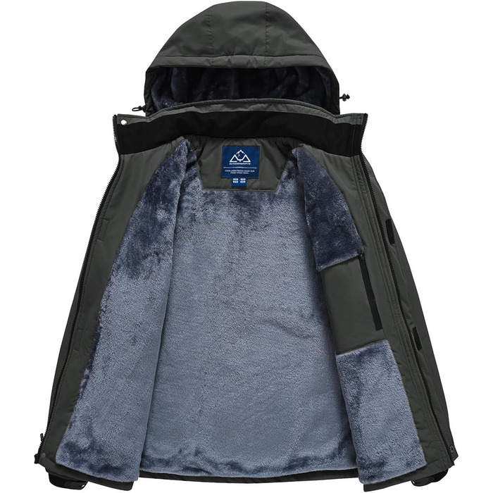 Чоловіча зимова куртка Rdruko для сноуборду та гірських прогулянок. Водонепроникна функціональна куртка з флісовою підкладкою та капюшоном. Білий колір (S, Темно-сірий)