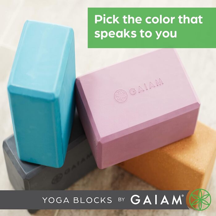 Килимок для йоги та пілатеса Gaiam Yogablock, м'який протиковзкий EVA-пінопласт без латексу, рожевий