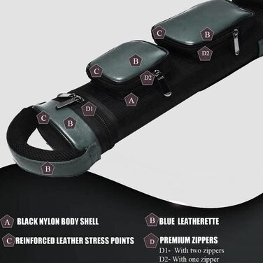 Champion 4S2B, 6S3B Більярдний кий, 2 x 4, 3 x 6, Нейлон/шкірозамінник, Зелений