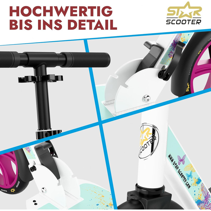 Алюмінієвий самокат STAR SCOOTER 205 мм для дітей і дорослих, великий XXL майданчик, для хлопців і дівчат від 6 років, міський ролер