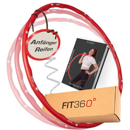 Обруч FIT360° для дітей та дорослих, регульований, преміум, для схуднення, 66-100 см, з фітнес-планом, червоний