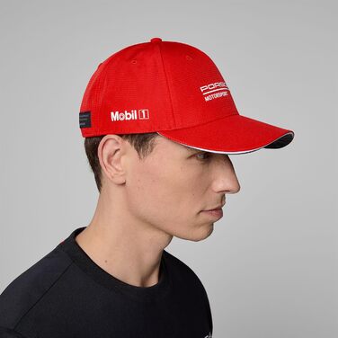 Кепка PUMA Porsche Motorsport з вигнутим козирком, логотипи Porsche Motorsport та спонсорів, червона