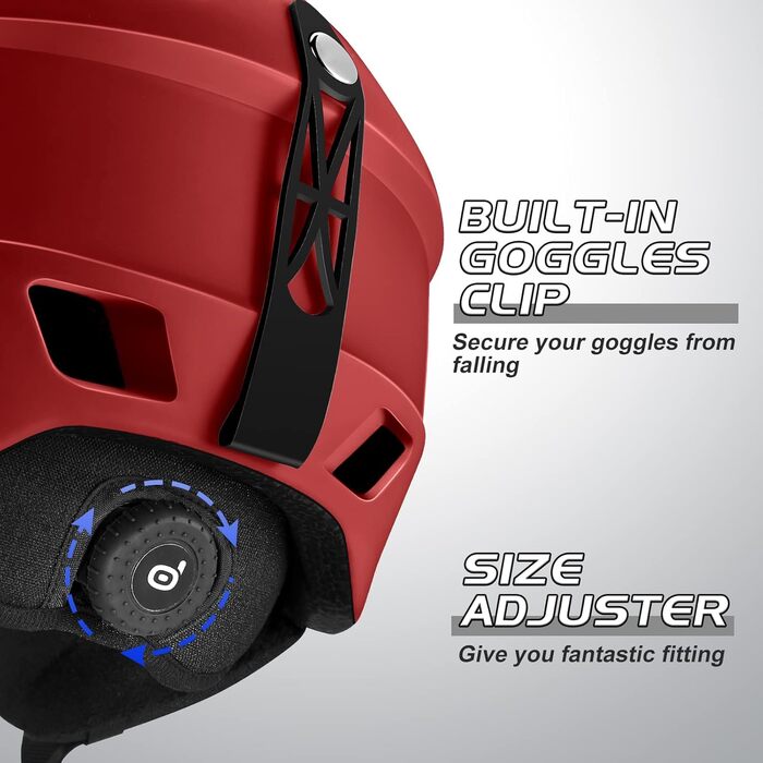 Шолом для лиж та сноуборду Odoland з маскою, червоний (52-55 см)