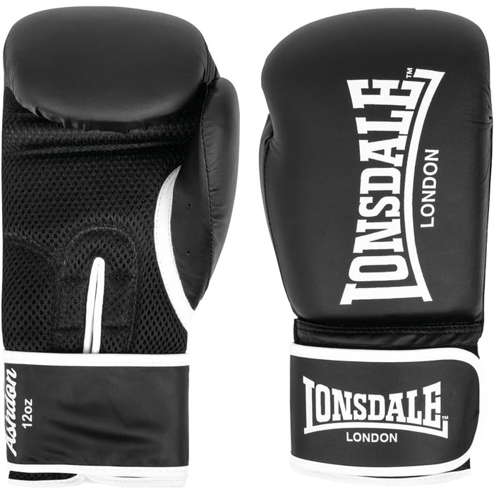 Боксерські рукавички Lonsdale Ashdon 12 унцій, унісекс, чорні/білі