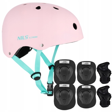 Дитячий велосипедний шолом з регулюванням та набір захисту для скейтбордингу, розмір L