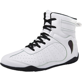 Жіночі боксерські черевики, хай-топ, тренувальні, для боротьби, шкіряні, білі. Ідеальні для фітнесу та занять боротьбою. Розмір 38 EU