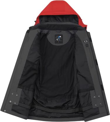 Чоловіча водонепроникна лижна куртка PHIBEE, зимова, тепла, від вітру, з капюшоном, червоно-сіра, XXL