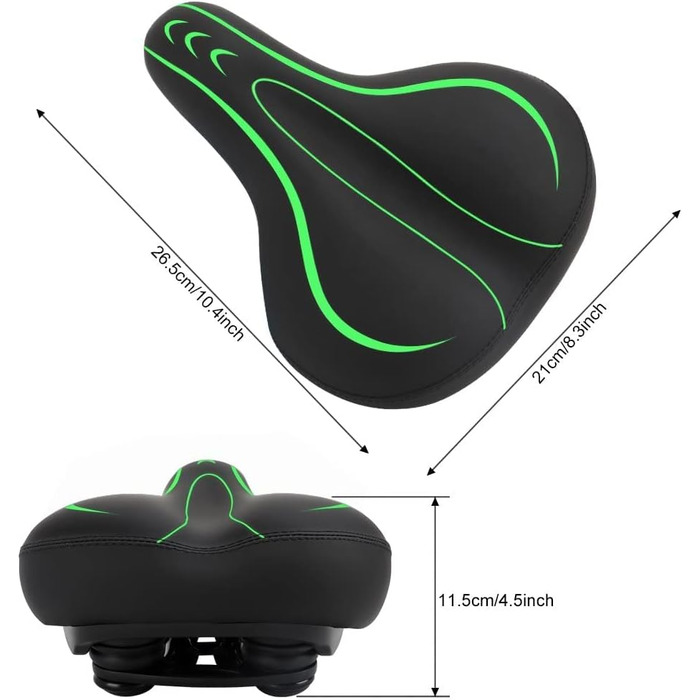 Велосипедне сідло Dripex для чоловіків та жінок, зручне, м'яке, гелеве, водостійке, ергономічне для MTB, Citybike, шосе, зелене
