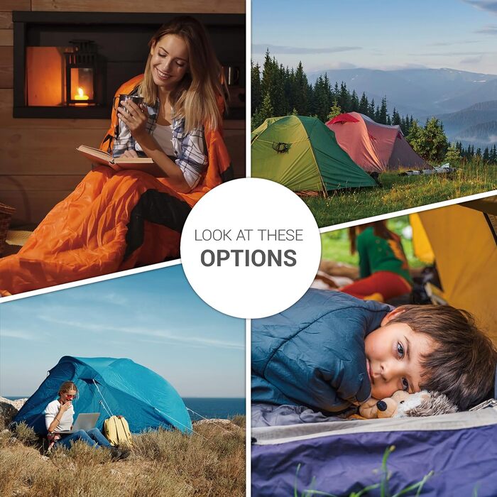 Спальний мішок Paco Home для дорослих та дітей. Дихаючий, водонепроникний, для кемпінгу та подорожей. Оранжевий, 220x70x4 см