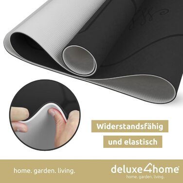Килимок для йоги та фітнесу deluxe4home, нековзкий, з ременем для перенесення, для пілатесу і тренувань, з лініями вирівнювання, чорний