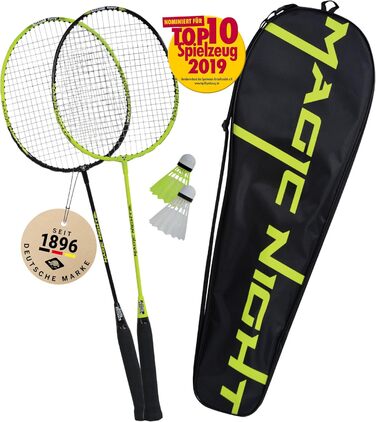 Набір для бадмінтону Talbot Torro Magic Night: 2 ракетки, 2 світлодіодні волани для гри вночі, у якісній сумці